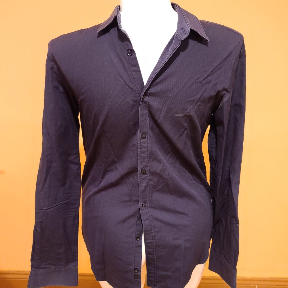 Zara Men's Blue Dress Shirt Large